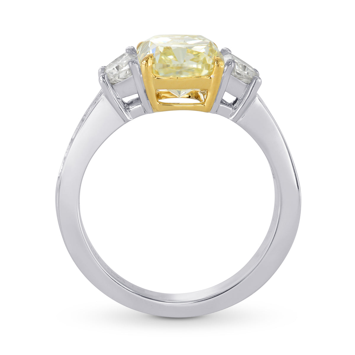 Fancy Light Yellow Cushion, Trapezoid & Princess Diamond Ring
