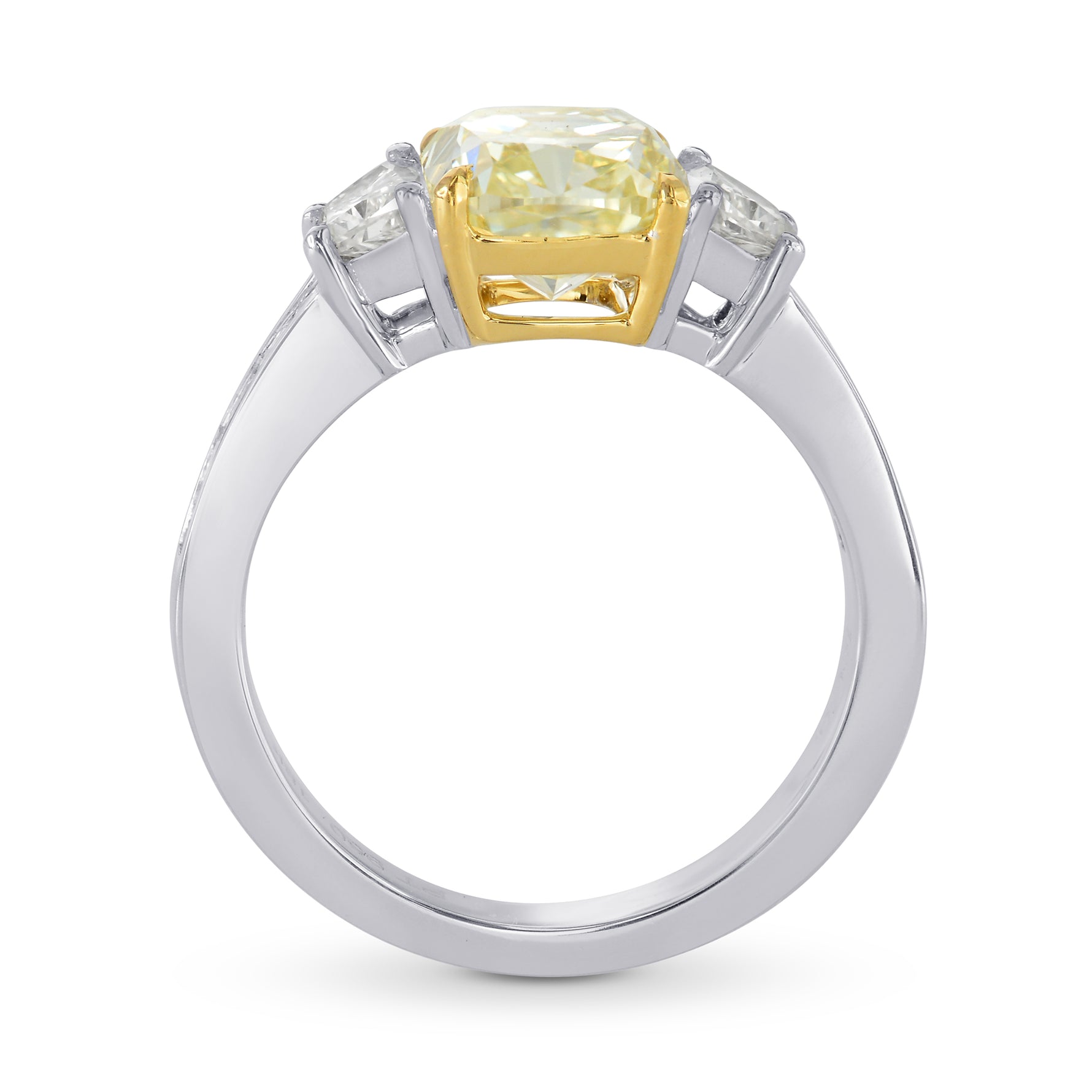 Fancy Light Yellow Cushion, Trapezoid & Princess Diamond Ring