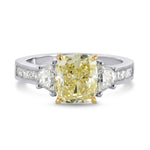 Fancy Light Yellow Cushion, Trapezoid & Princess Diamond Ring