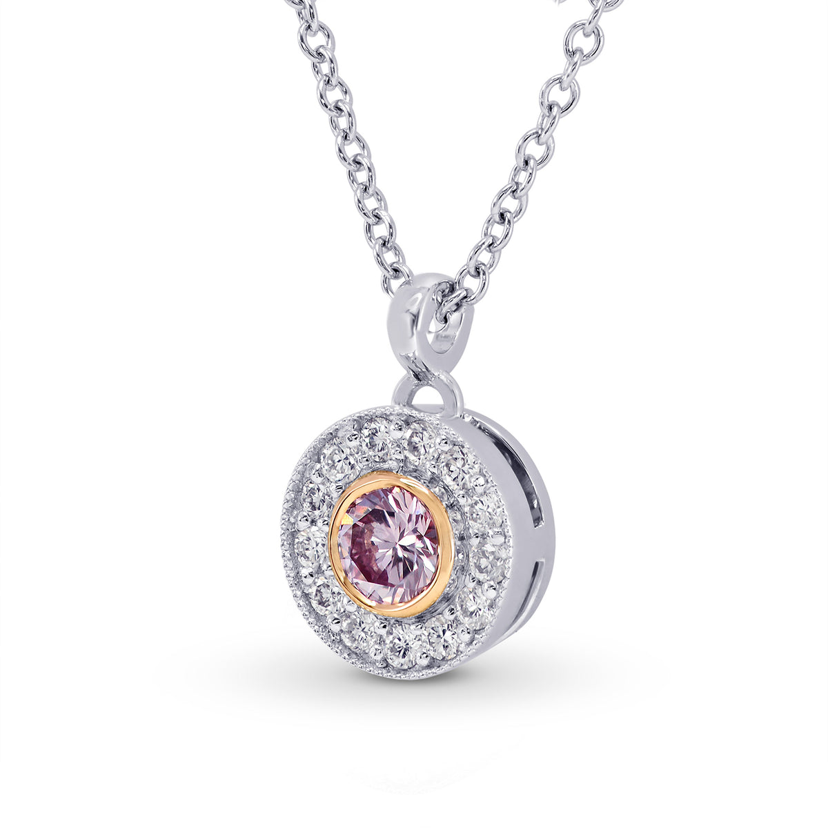 Closed Pave Round Hanging Halo Diamond Pendant Setting - 4