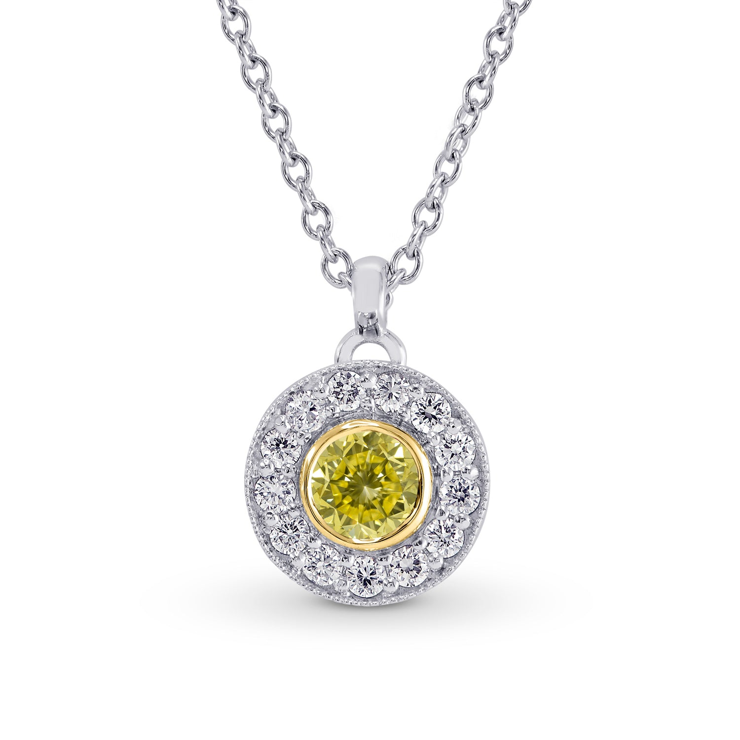 Closed Pave Round Hanging Halo Diamond Pendant Setting - 5
