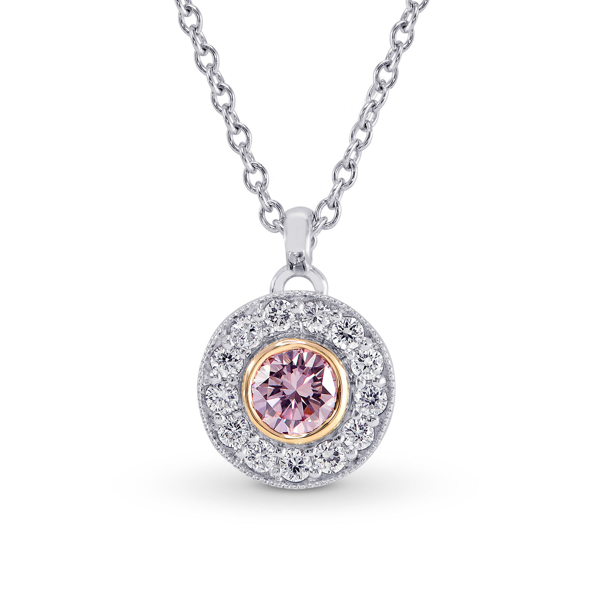 Closed Pave Round Hanging Halo Diamond Pendant Setting - 3