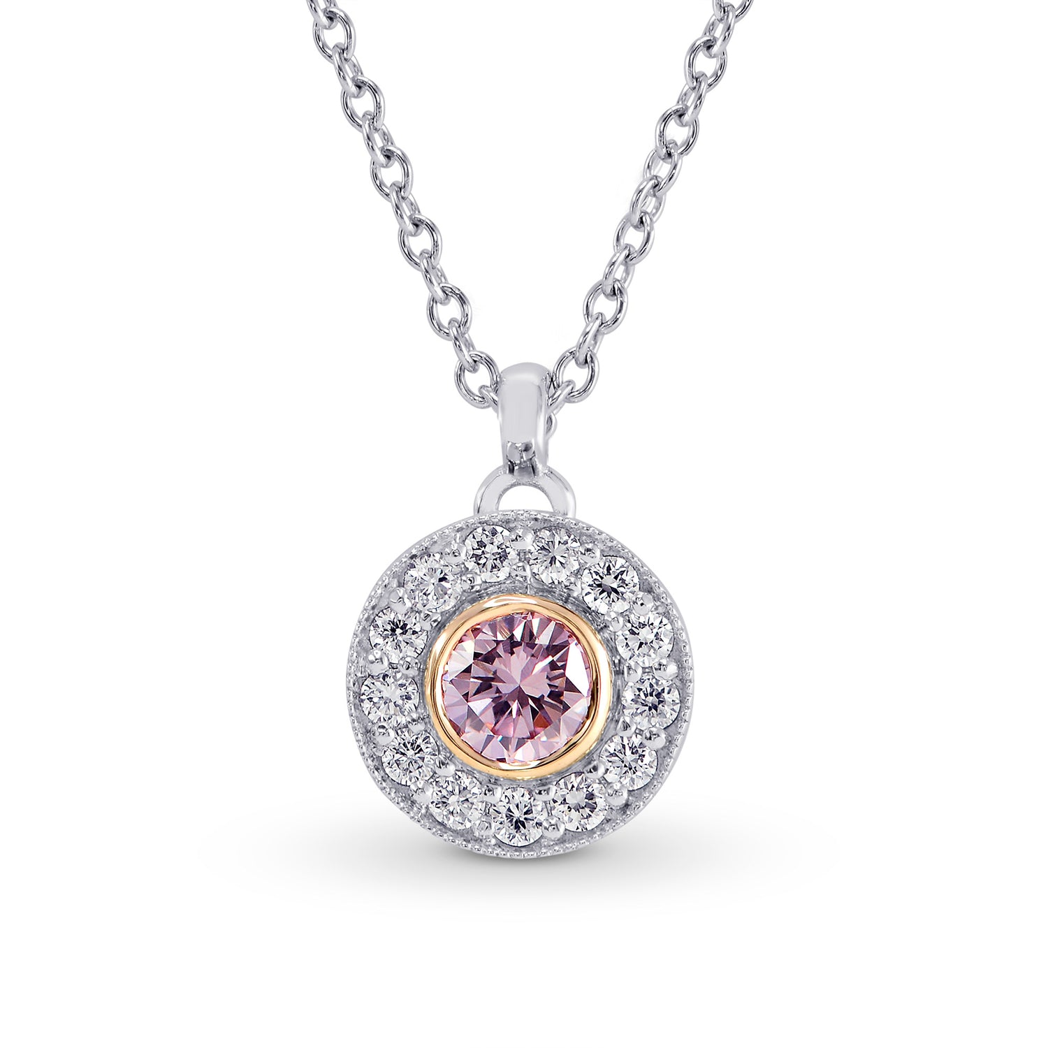 Closed Pave Round Hanging Halo Diamond Pendant Setting - 3