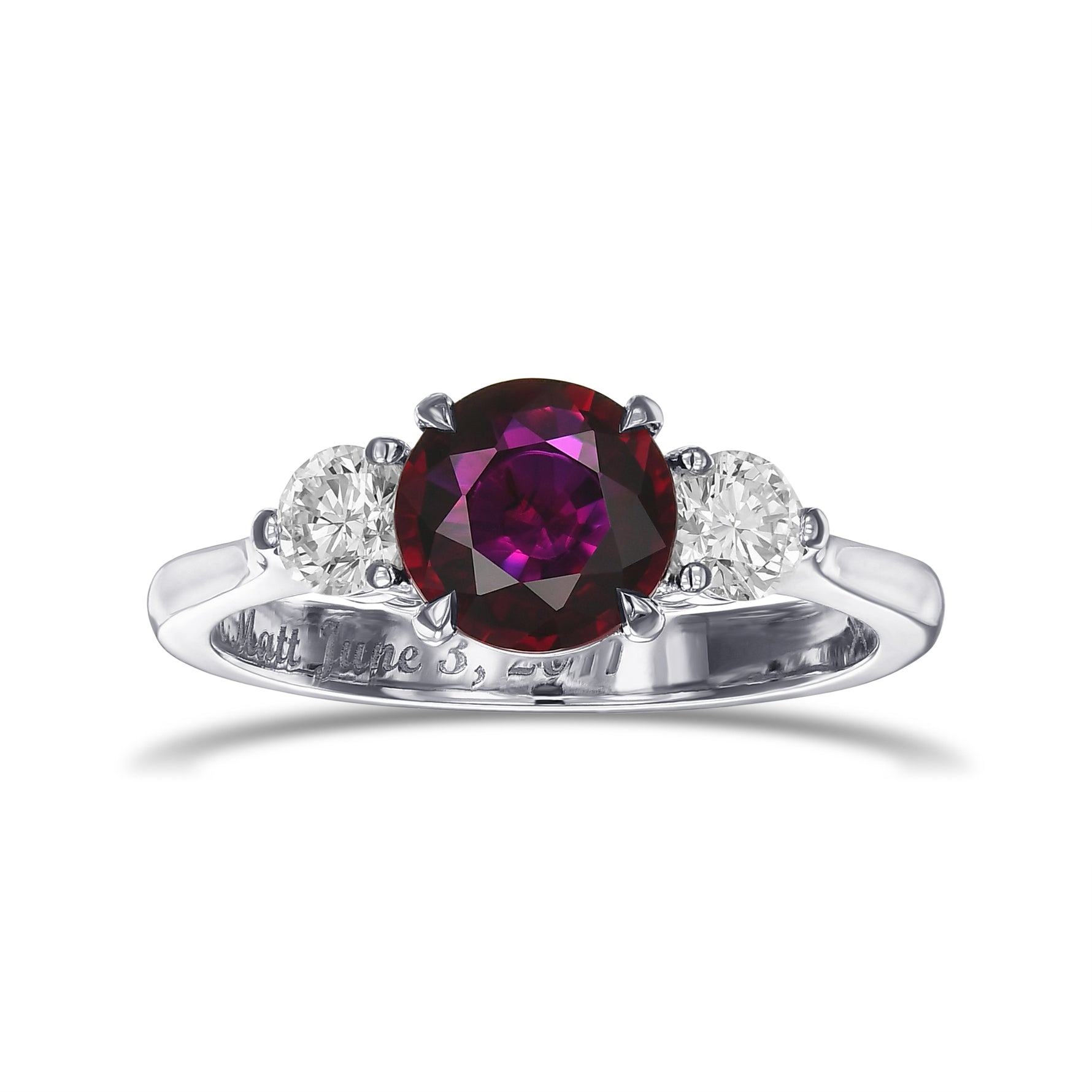 Three Stone Ring Setting with Round Side Diamonds - 4