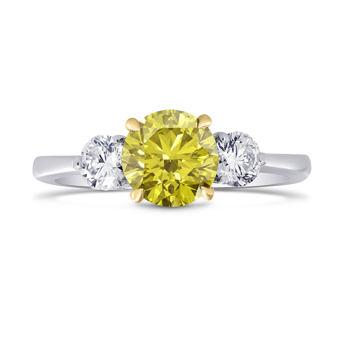 Three Stone Ring Setting with Round Side Diamonds - 5