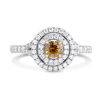 Fancy Deep Brown Round Diamond Double Halo Ring