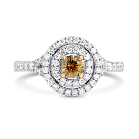 Fancy Deep Brown Round Diamond Double Halo Ring