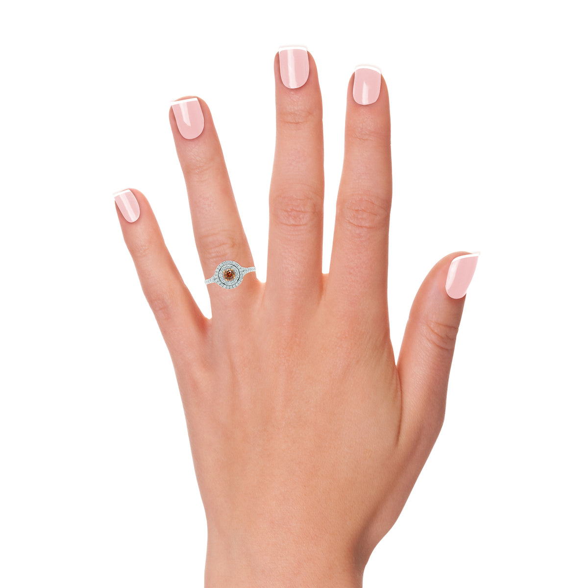 Fancy Deep Brown Round Diamond Double Halo Ring