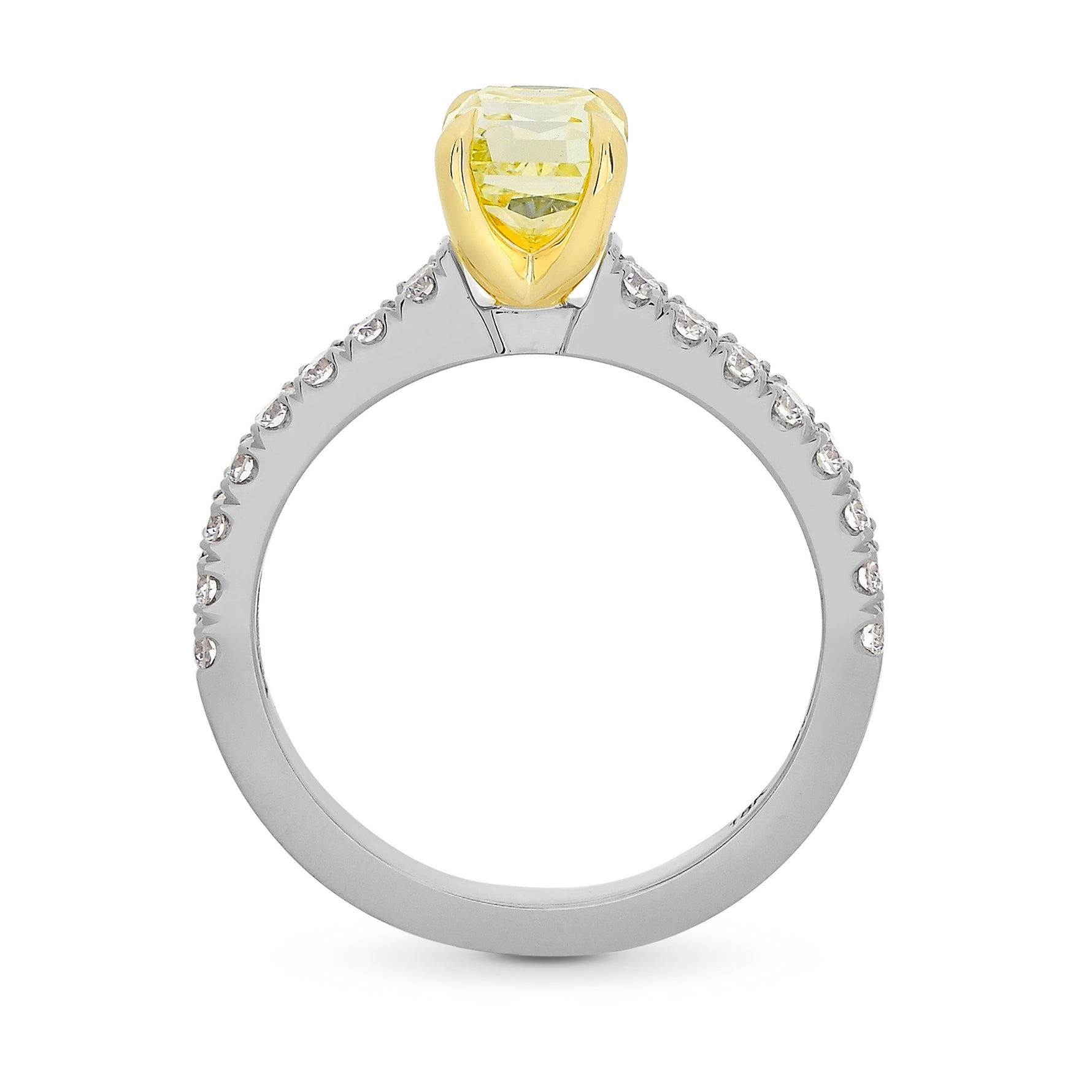 Four Prong Cushion Diamond & Pave Ring Setting - 2