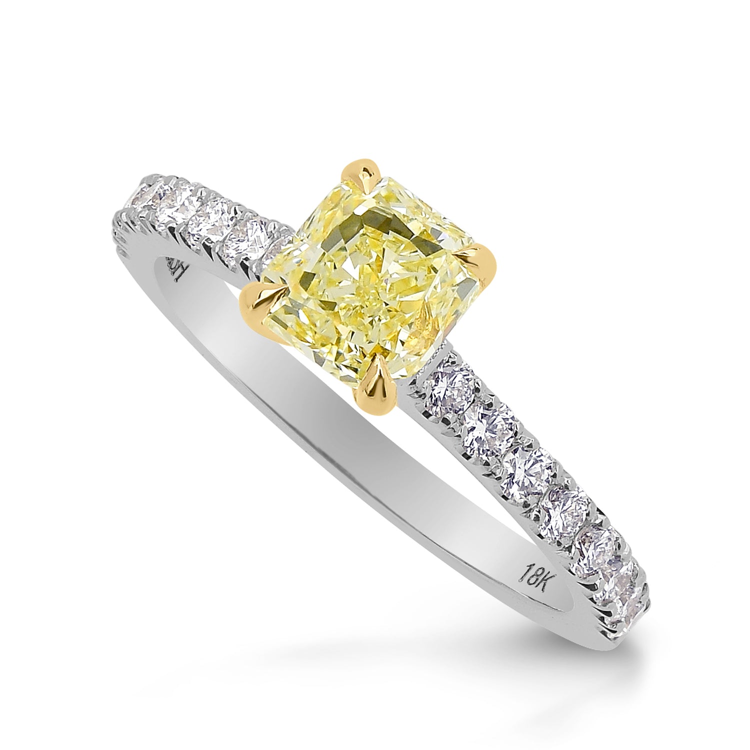 Four Prong Cushion Diamond & Pave Ring Setting - 3