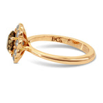 Fancy Dark Orange Brown Round Diamond Floral Halo Ring - Praline Collection