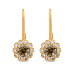 Fancy Brown Round Diamond Drop Floral Earrings - Praline Collection