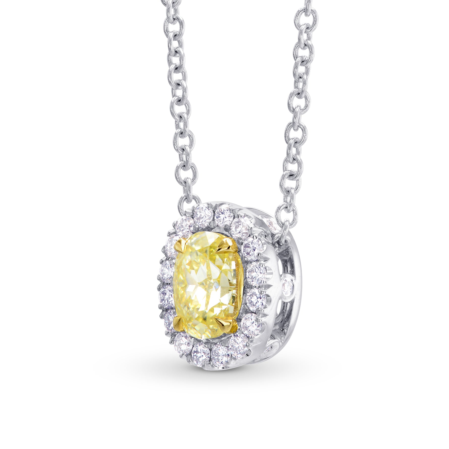 Fancy Yellow Oval Diamond Pendant