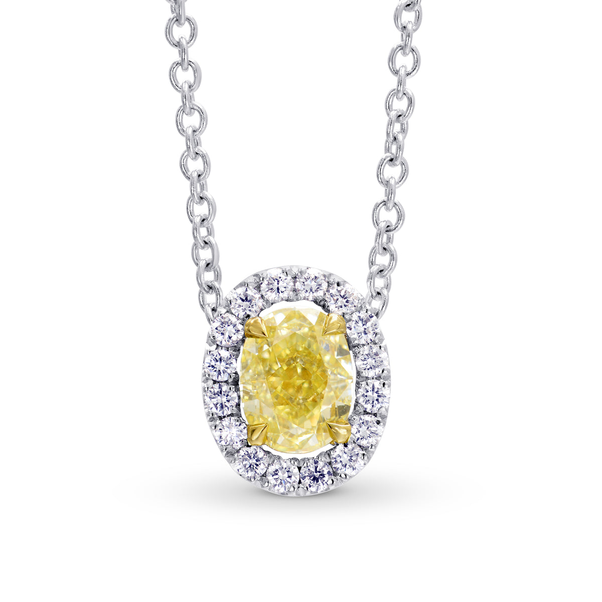 Fancy Yellow Oval Diamond Pendant