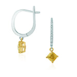 Fancy Intense Yellow Cushion Diamond Drop Earrings