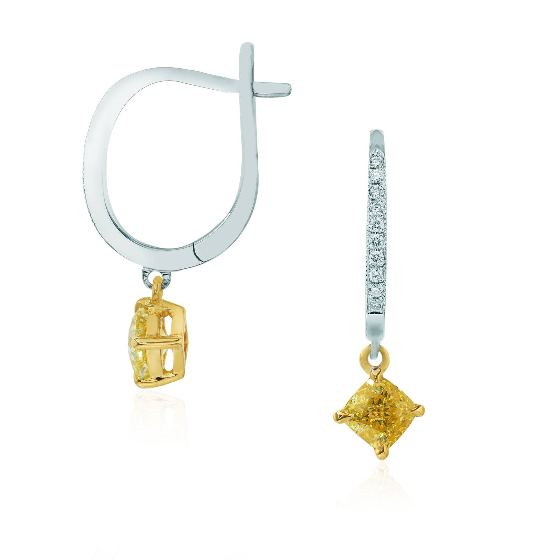 Fancy Intense Yellow Cushion Diamond Drop Earrings