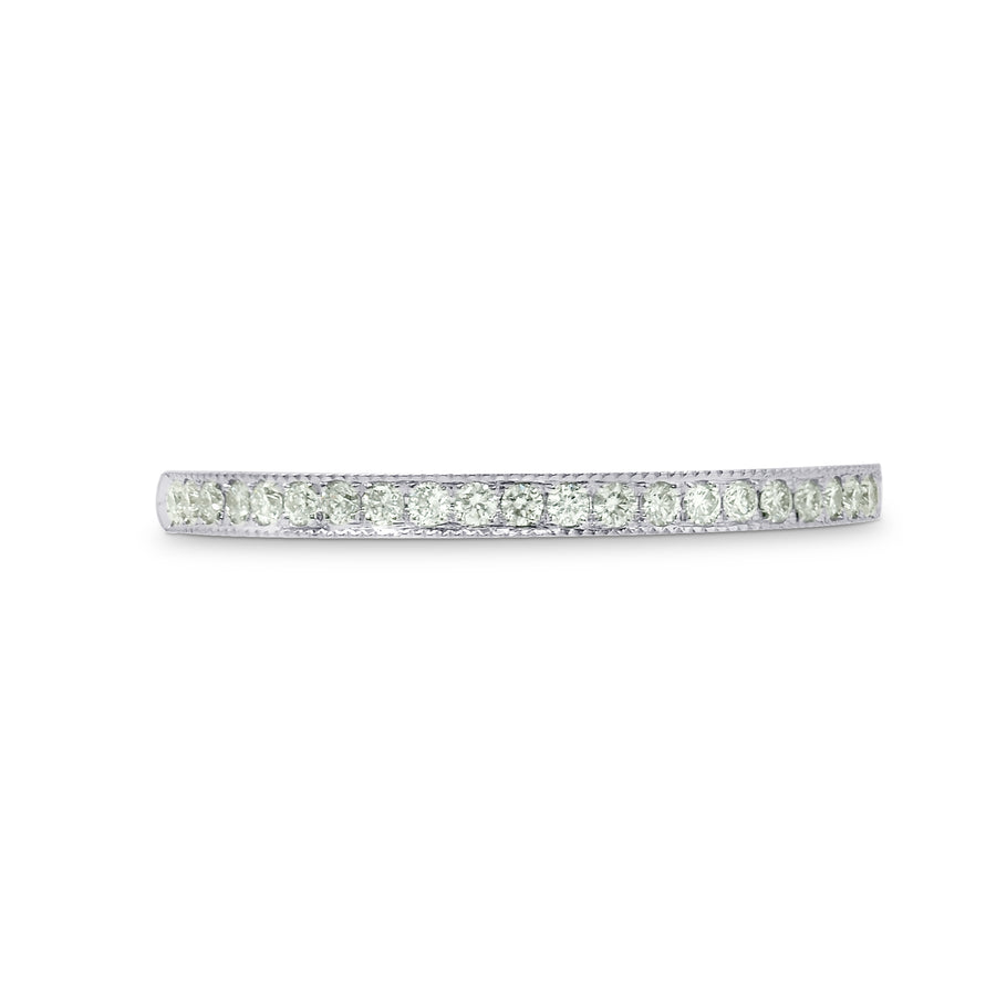 Milgrain Pave Half Eternity Diamond Band