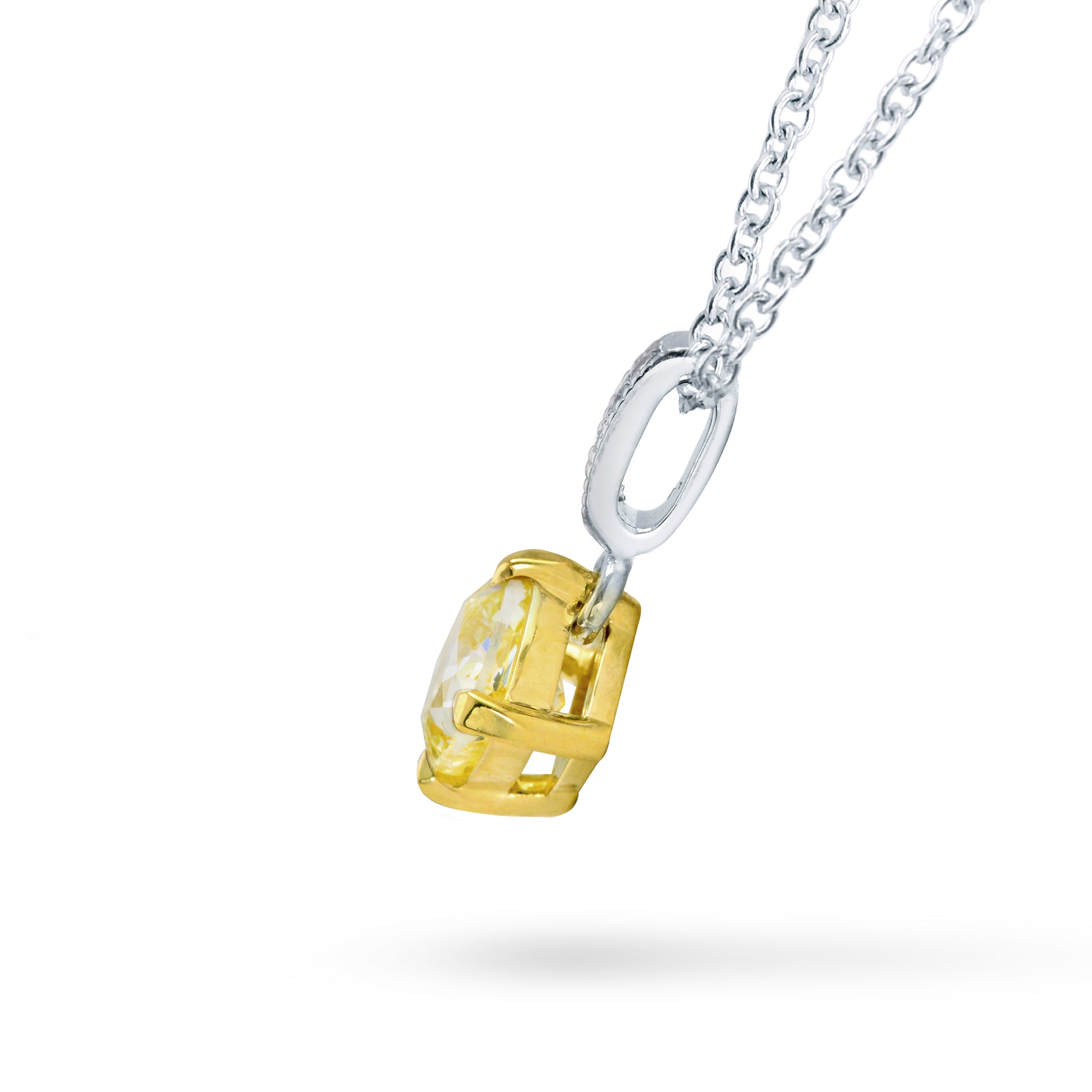 Fancy Intense Yellow Diamond Cushion Drop Pendant