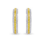 Fancy Vivid Yellow Pave Hoop Diamond Earrings