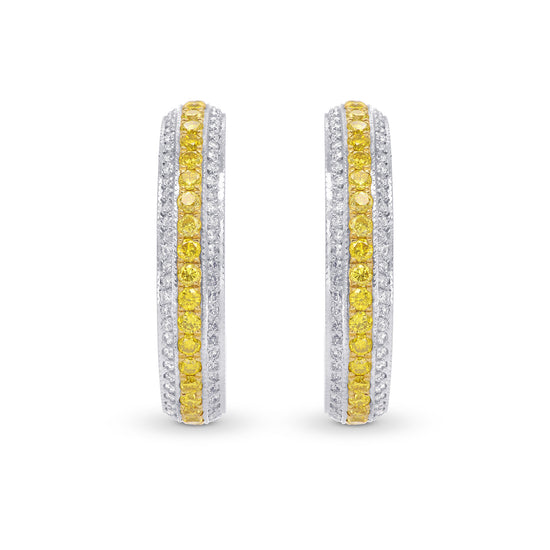 Fancy Vivid Yellow Pave Hoop Diamond Earrings
