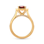 Rose Gold Red Garnet & Diamond Halo Ring