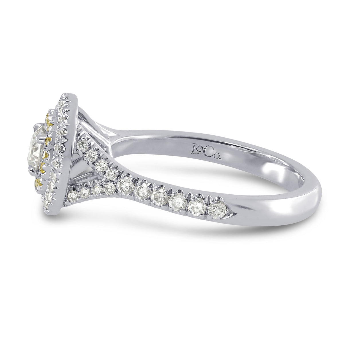 Platinum Collection Color and Fancy Vivid Yellow Diamond Double Halo Ring
