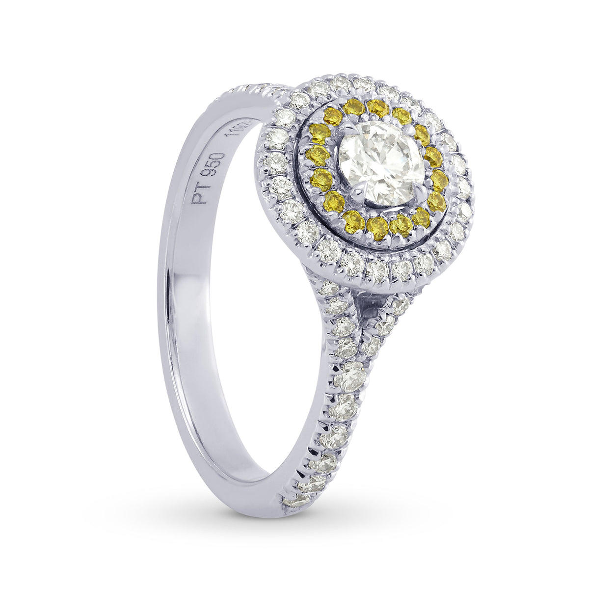 Platinum Collection Color and Fancy Vivid Yellow Diamond Double Halo Ring