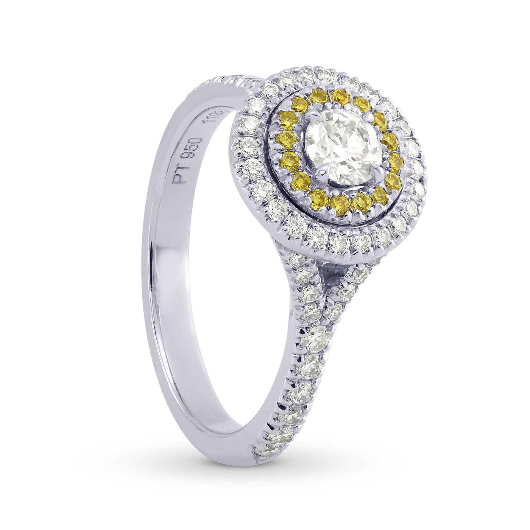 Platinum Collection Color and Fancy Vivid Yellow Diamond Double Halo Ring