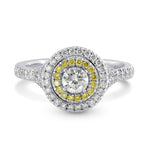 Platinum Collection Color and Fancy Vivid Yellow Diamond Double Halo Ring
