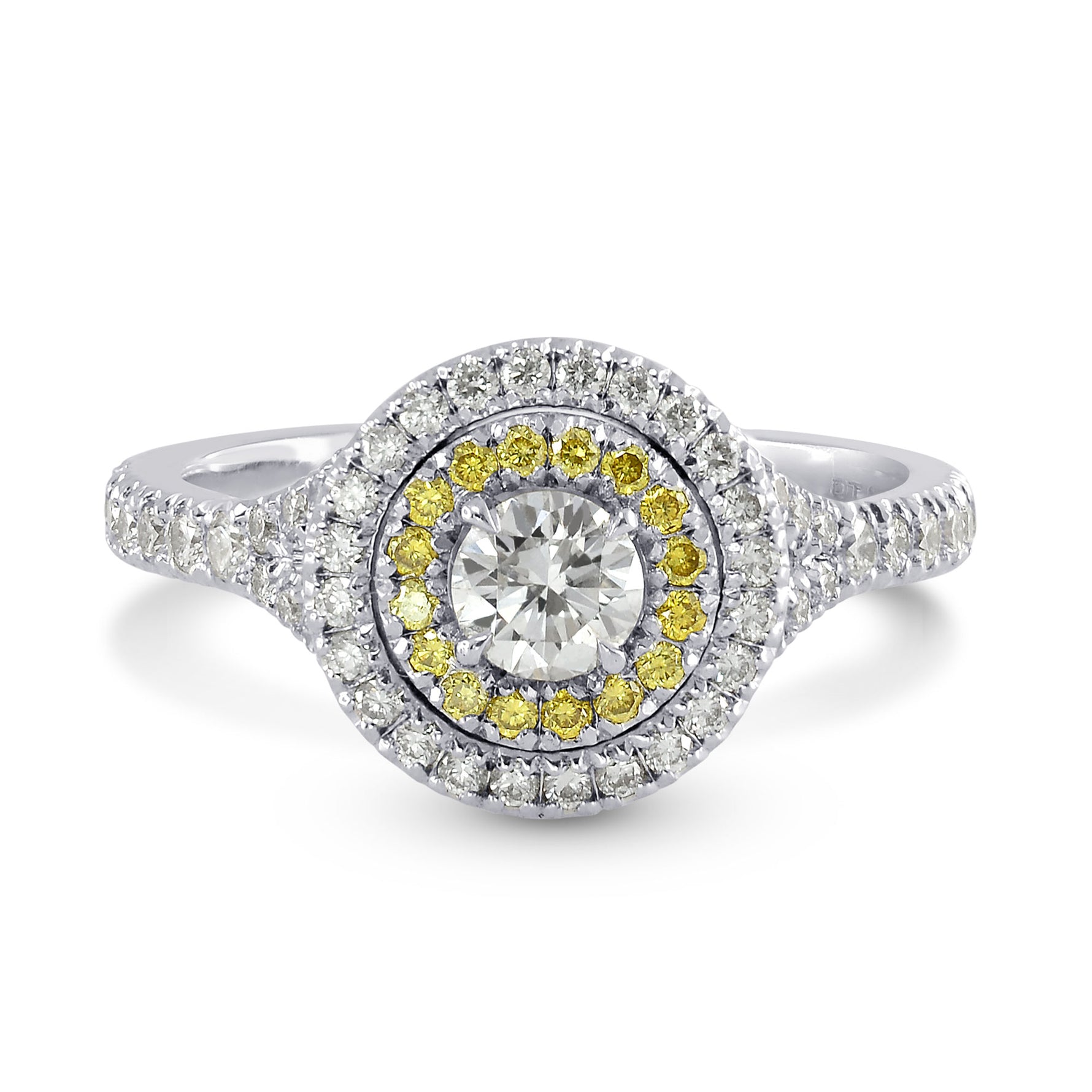 Platinum Collection Color and Fancy Vivid Yellow Diamond Double Halo Ring