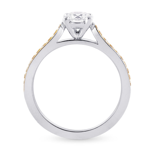 White F Colored Brilliant Cut Diamond Side-stone Ring