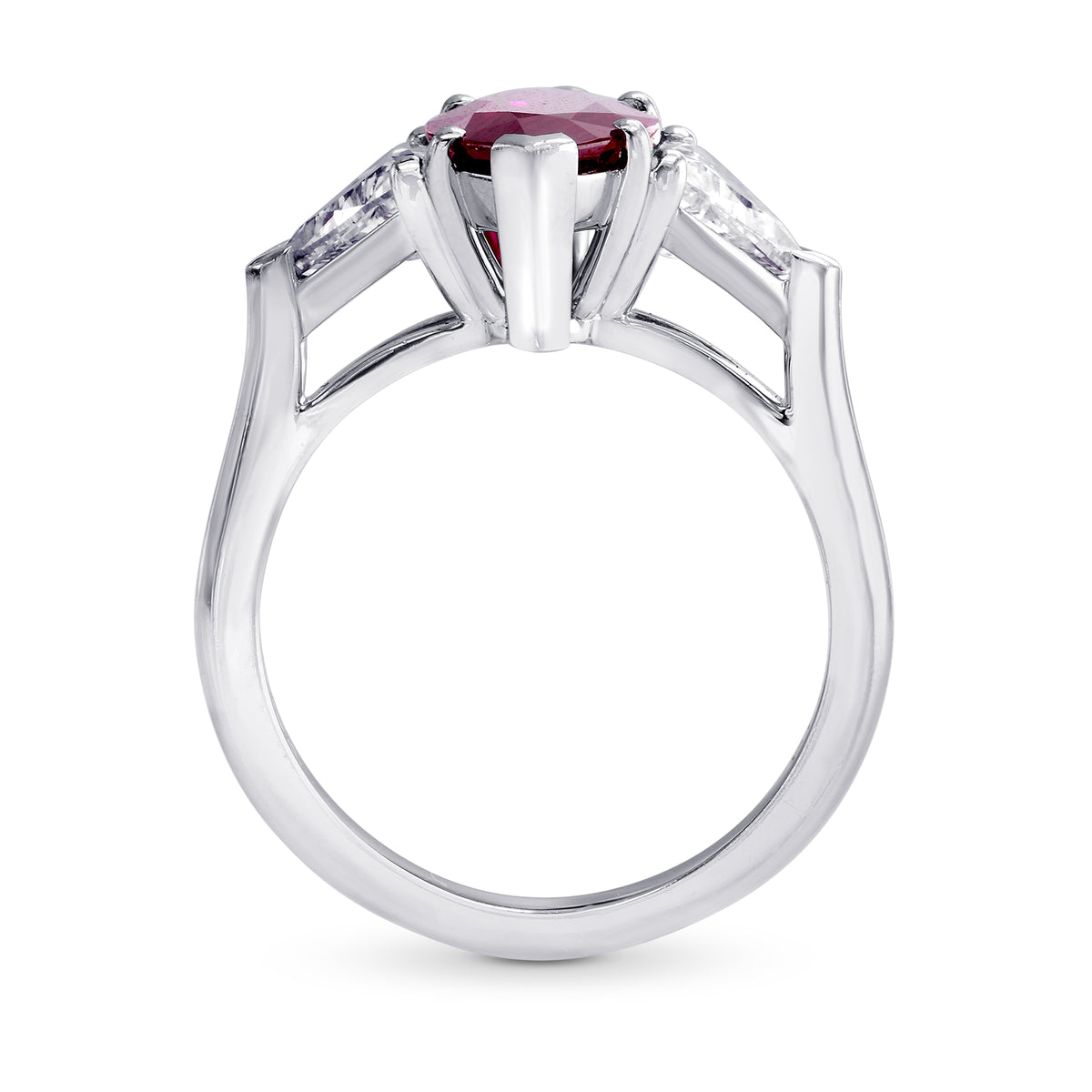 2.72CT Red Marquise Ruby and Triangle Diamond Ring