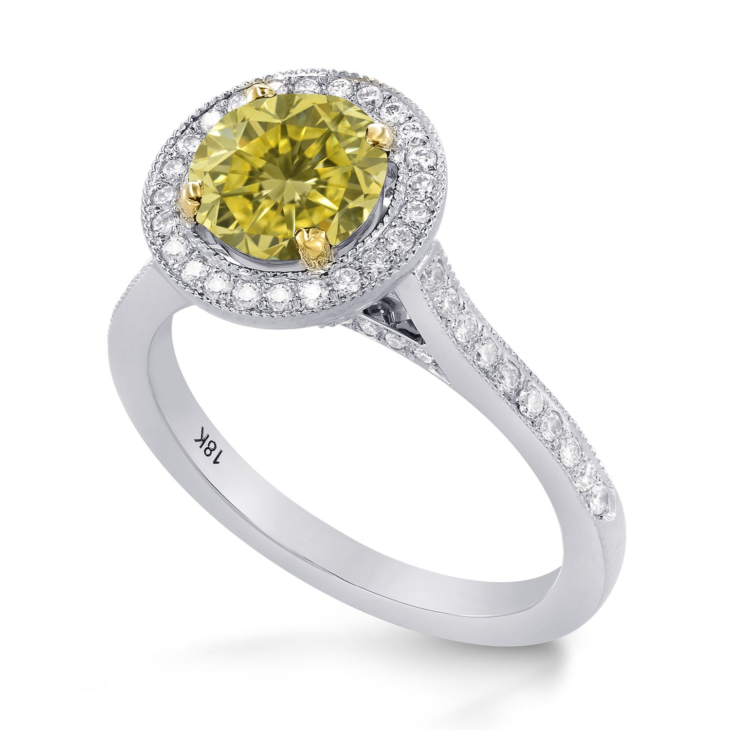 Vintage Style Milgrain Halo Diamond Ring Setting - 3