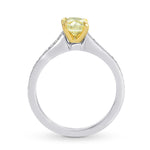 Fancy Yellow Cushion Diamond Pave Milgrain Ring