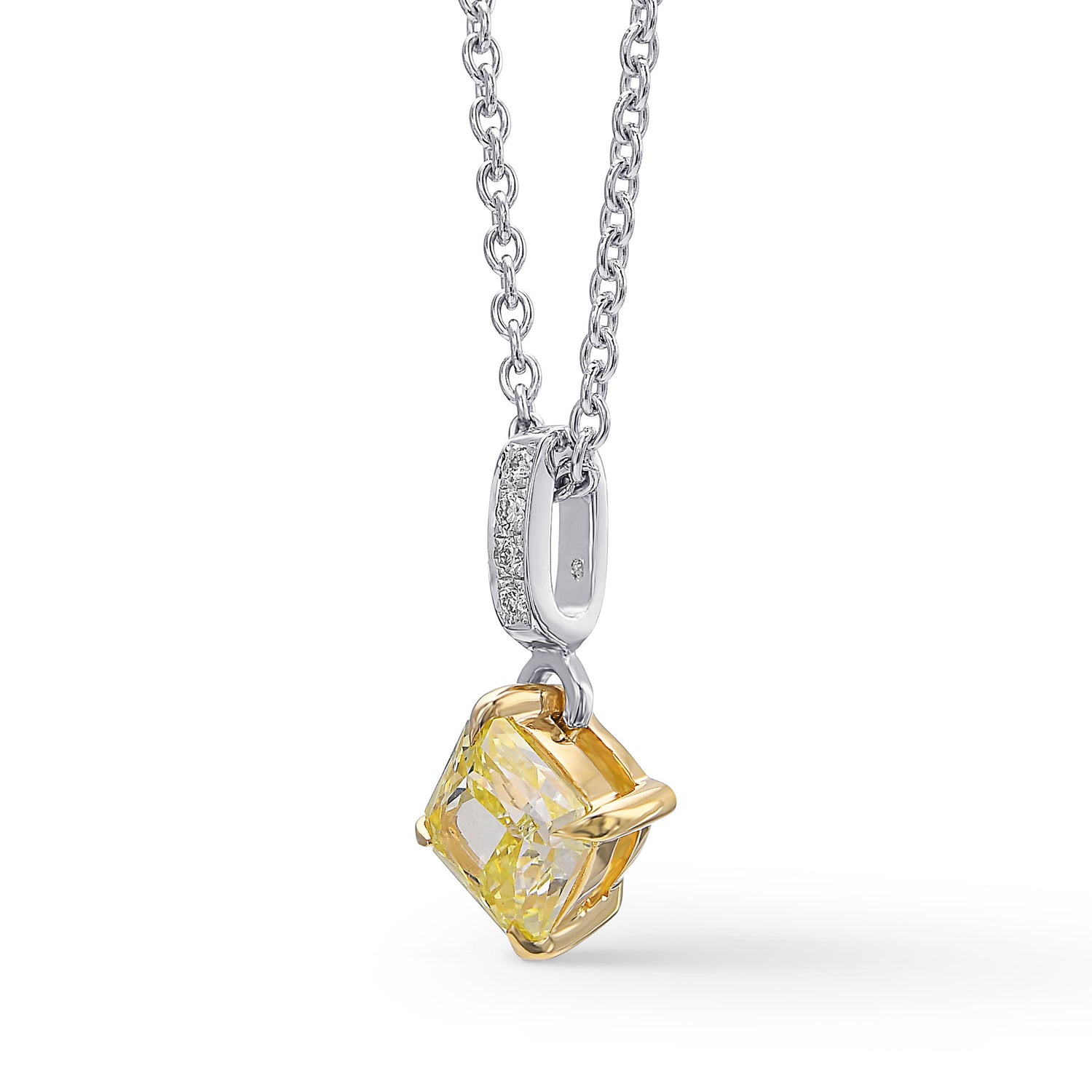  Fancy Intense Yellow Radiant Diamond Drop Pendant 