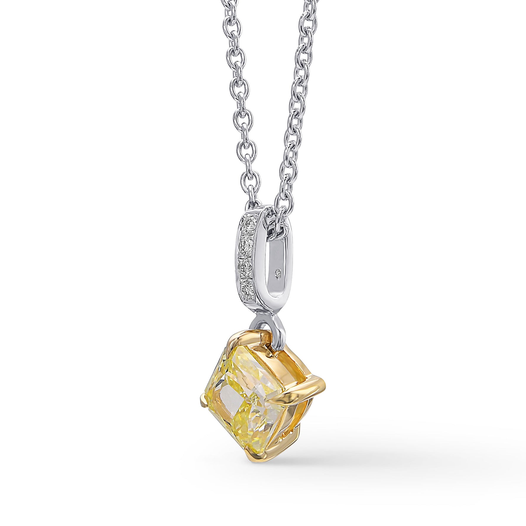  Fancy Intense Yellow Radiant Diamond Drop Pendant 