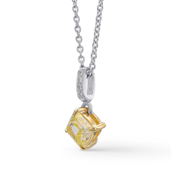  Fancy Intense Yellow Radiant Diamond Drop Pendant 