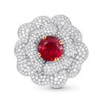 Fancy Orange Brown Diamond Pave Diamond Flower Ring