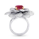 Fancy Orange Brown Diamond Pave Diamond Flower Ring