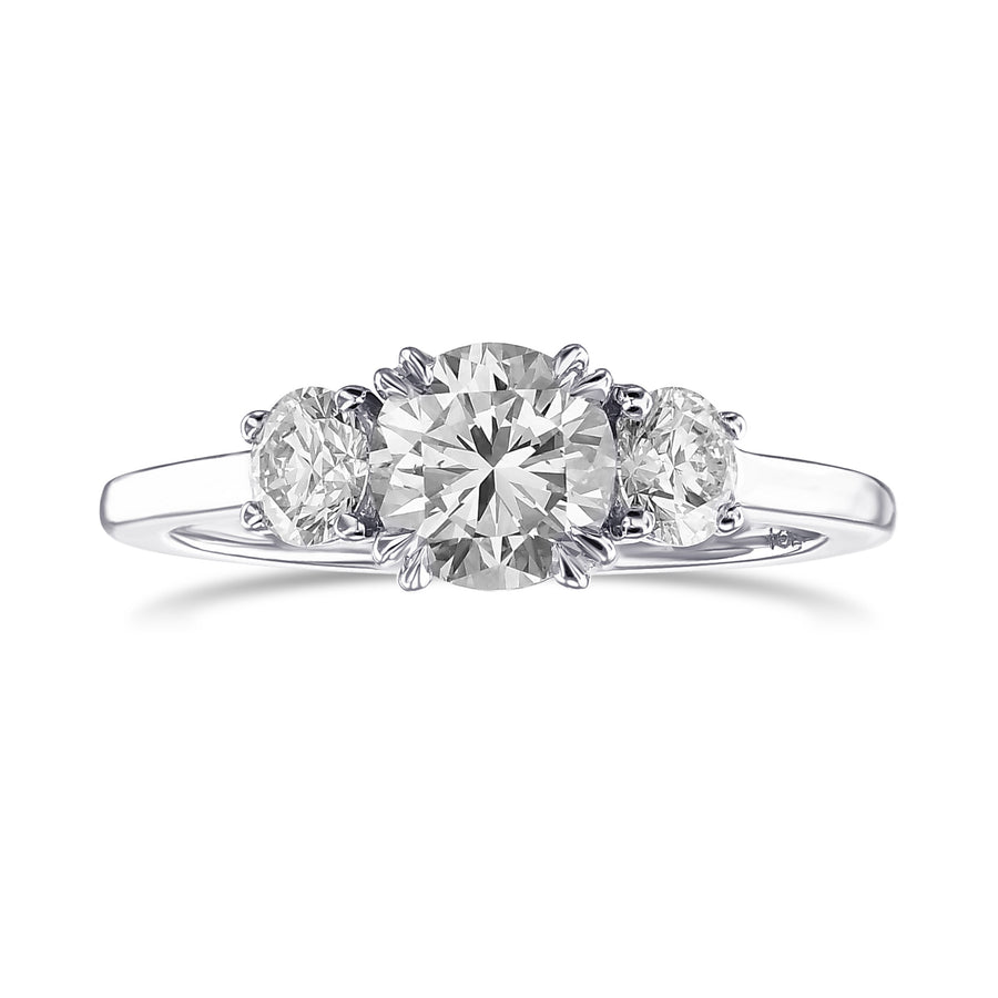 Round Colorless Diamond Three-stone Engagement Ring
