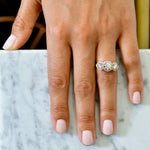 White and Fancy Pink Diamond 3 Stone Halo Ring