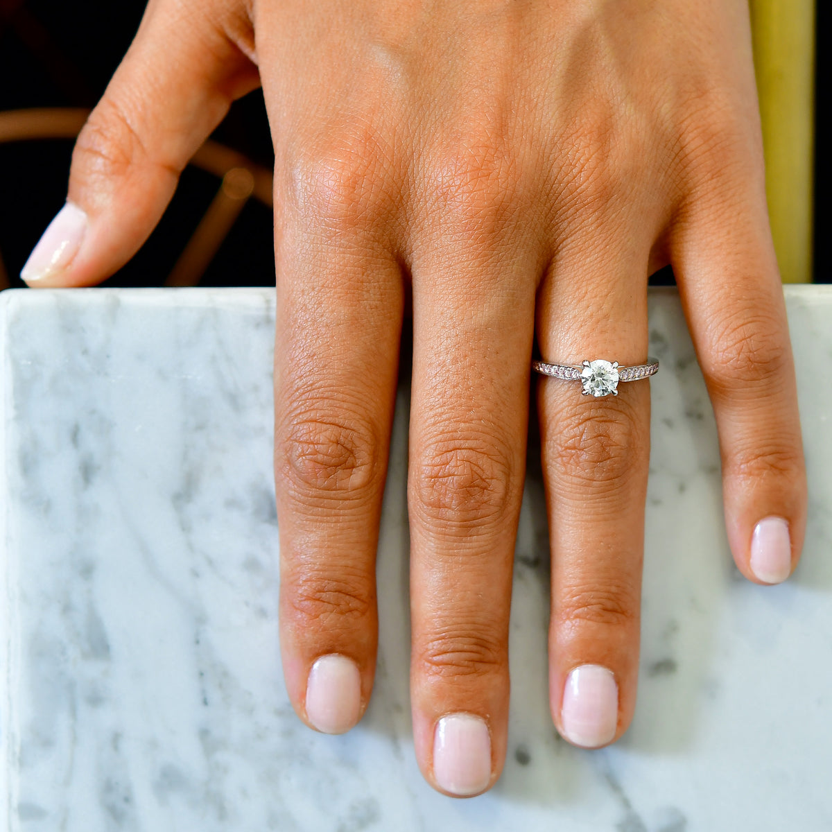 White  Brilliant Diamond Side Stones Ring