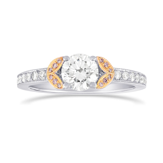 White and Pink Diamond Pave Leaf Ring