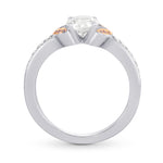 White and Pink Diamond Pave Leaf Ring