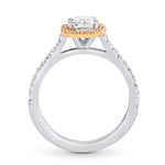 Collection White Cushion and Pink Diamond Halo Platinum Ring