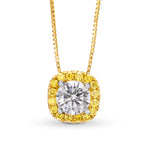 White and Fancy Vivid Yellow Diamond Pendant