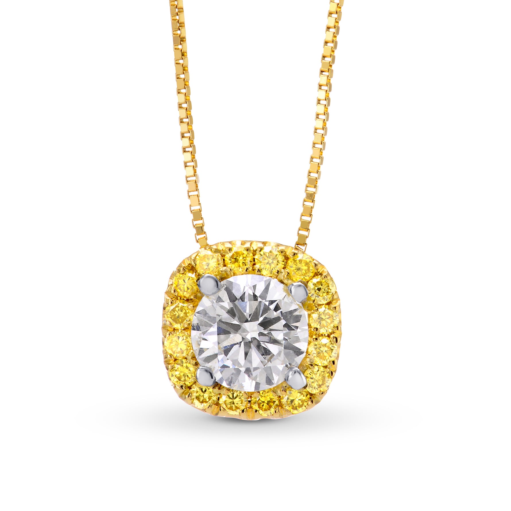 White and Fancy Vivid Yellow Diamond Pendant