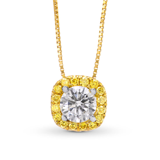White and Fancy Vivid Yellow Diamond Pendant