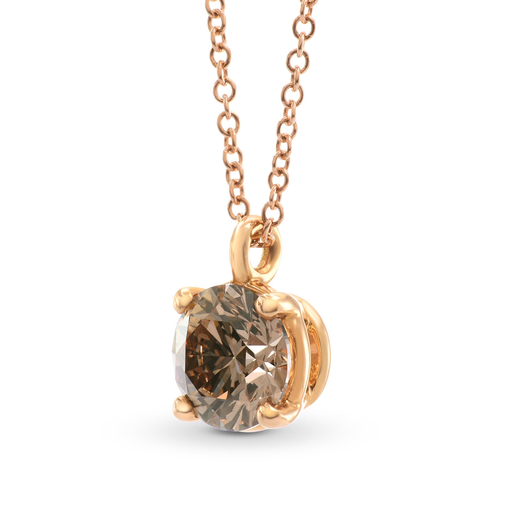 Fancy Light Brown Round Brilliant Diamond Pendant - Sienna Collection