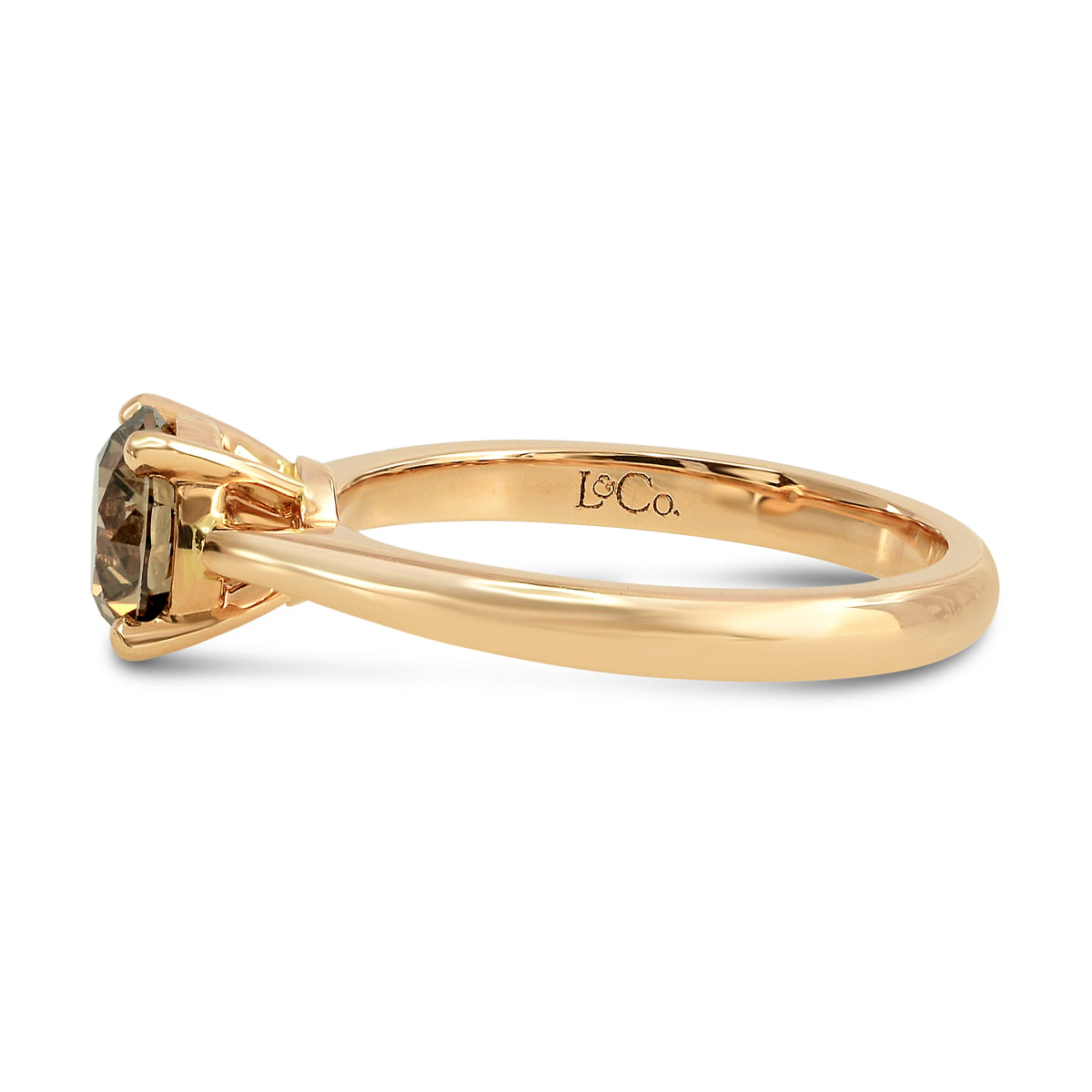 Fancy Yellow Brown Diamond Rose Gold Solitaire Ring